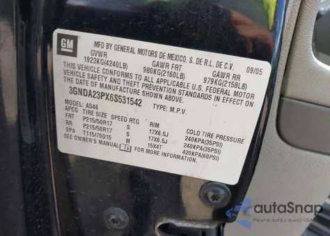 2006 Chevrolet Hhr Lt из США, поврежденный, VIN 3GNDA23PX6S531542